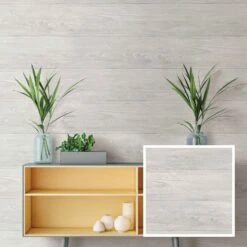 Papier Peint ''peler Et Coller'' à Motif De Planches De Bois Gris, 20,5" X 18'