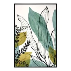 Peinture Abstraite Mélange De Feuilles , 23-1/2" X 35-1/2"