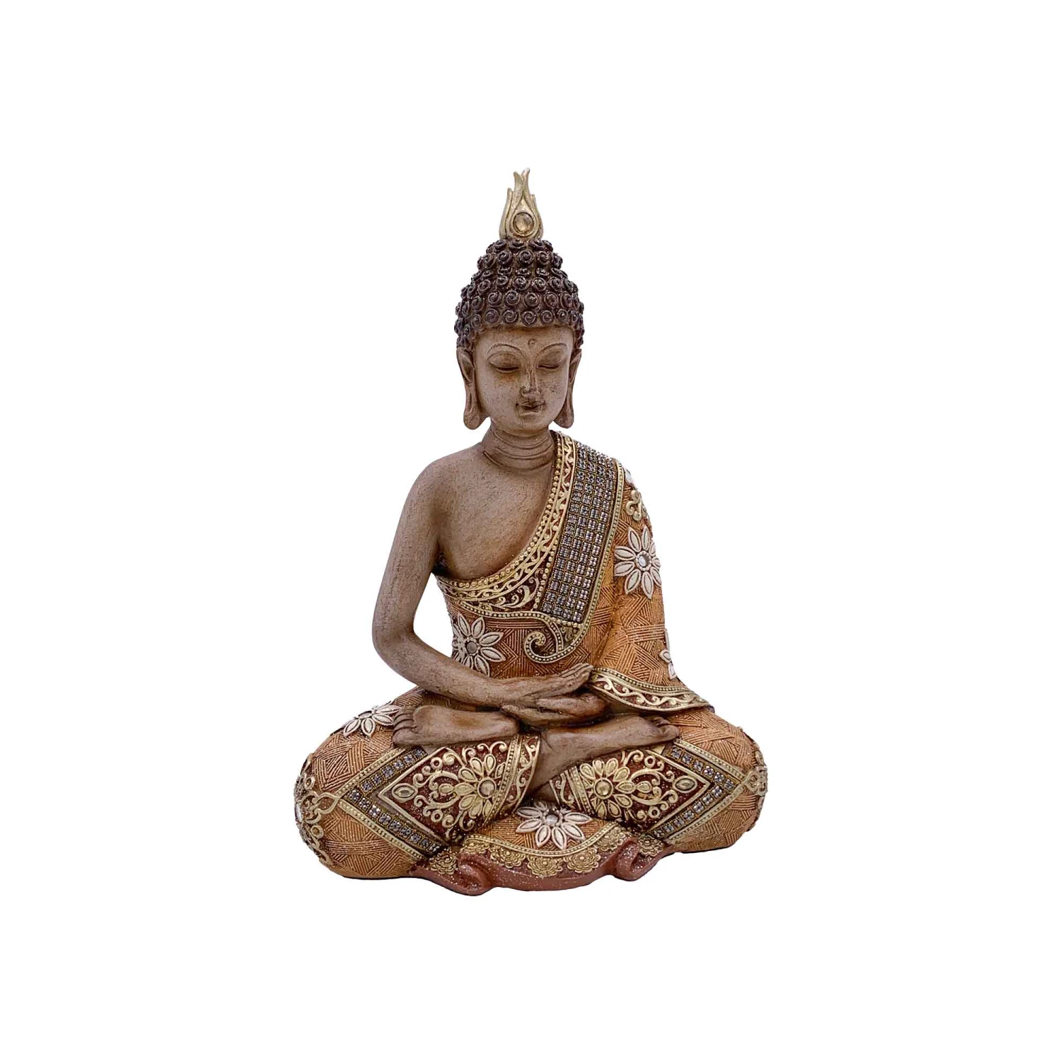 Statuette De Bouddha En Pose De Dhyanna, 6'' X 3-1/4'' X 8'' 3 Statuette De Bouddha En Pose De Dhyanna, 6'' X 3-1/4'' X 8''