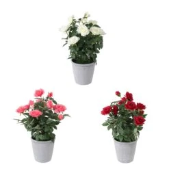 Rosier Artificiel En Pot, 17" (choix De Couleurs Assorties)