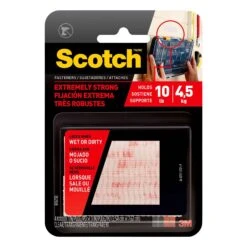 Scotch Ensemble De 2 Attaches Très Robustes Autocollantes En Velcro De 1" X 3", 10 Lb (transparent)