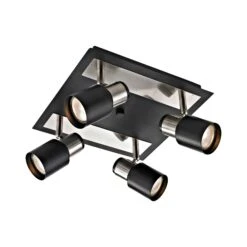 Rail D'éclairage Jackson à 4 Têtes En Nickel Brossé Et Noir Mat, 11,1" X 6,1"