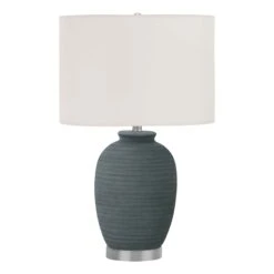 Monarch Specialties Lampe De Table En Céramique Bleue Avec Abat-jour Ivoire, 24"