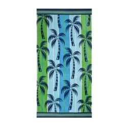 Serviette De Plage En Jacquard Velours, 32'' X 62'' (palmiers)
