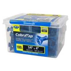 Vis à Béton à Tête Plate CobraTap De 1/4" X 4", 100 Unités