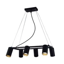 Luminaire Suspendu Noir à 6 Lumières De La Collection Palmer, 17,7" X 39,3"