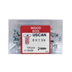 Vis à Bois à Tête Plate Plaquée Zinc, #8 x 1-3/4" (100 Unités)