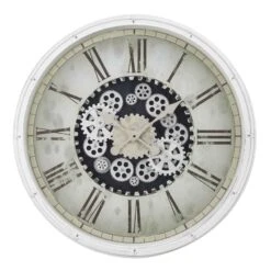 Horloge Murale Ronde Avec Mécanisme à Engrenages, 30" (blanc)