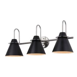 Canarm Luminaire Mural Intérieur Talia à 3 lumières, Noir Et Nickel Brossé