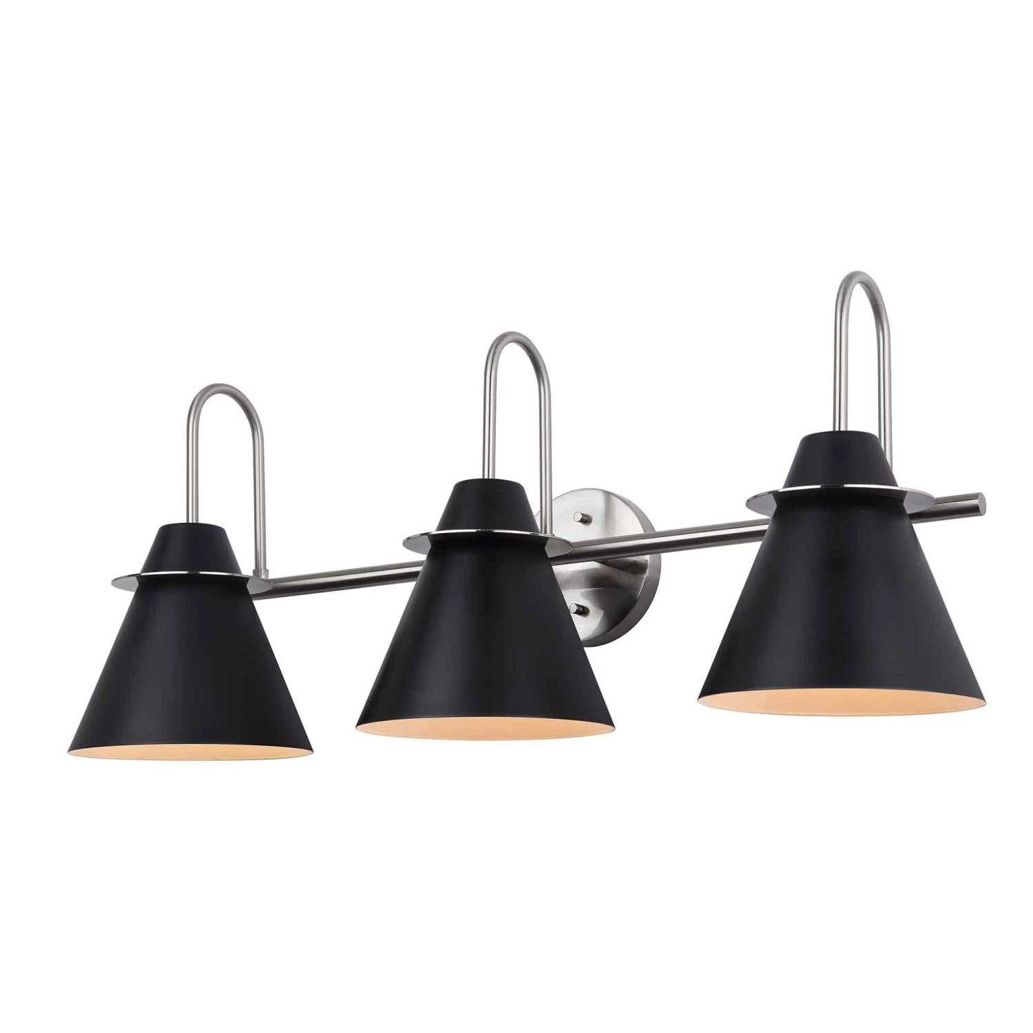 Canarm Luminaire Mural Intérieur Talia à 3 lumières, Noir Et Nickel Brossé 3 Canarm Luminaire Mural Intérieur Talia à 3 lumières, Noir Et Nickel Brossé