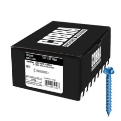 Vis à Béton à Tête Hexagonale CobraTap, 1/4" X 5" (100 Unités + 1 Foret)