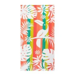 Serviette De Plage En Microfibre Avec Un Imprimé De Jungle Et Toucan, 54" X 27"