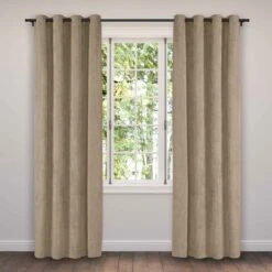 Rideau En Velours Côtelé Taupe, 54'' X 96''