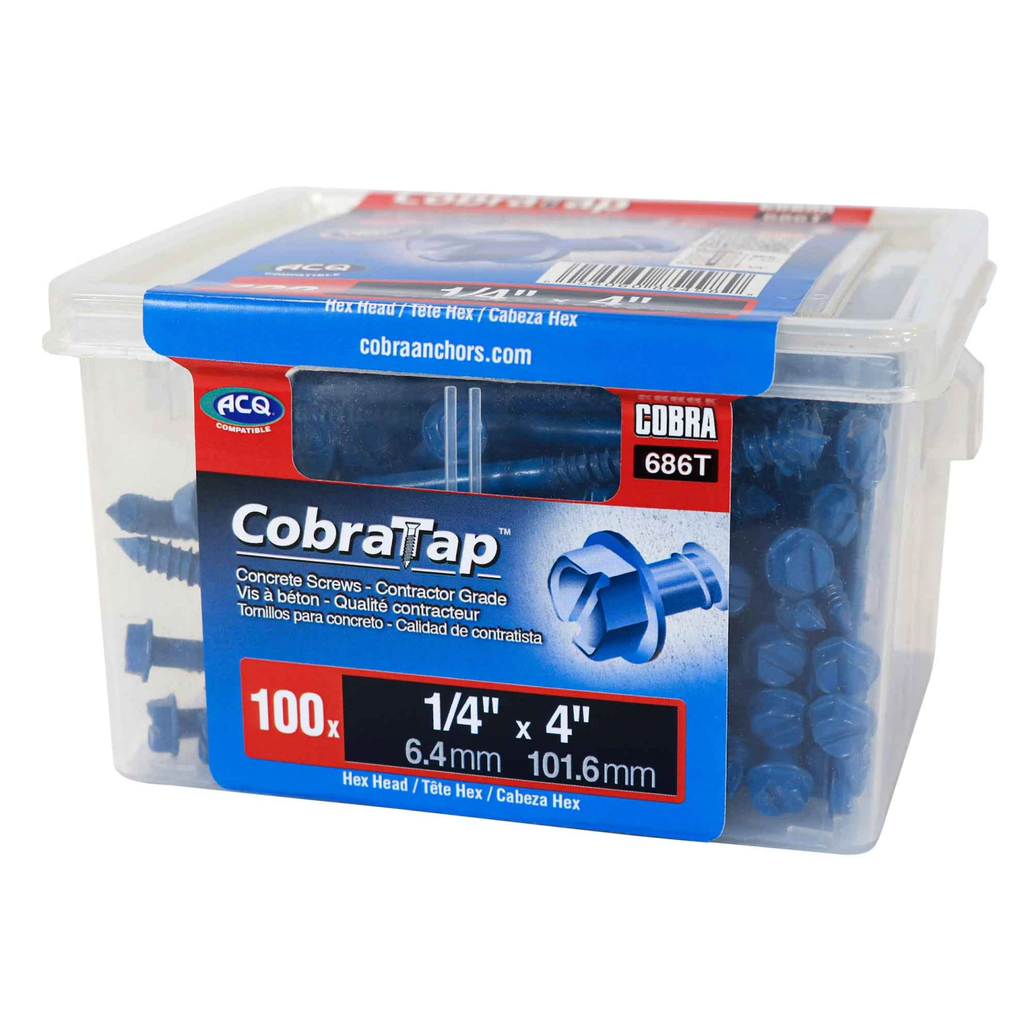 Vis à Béton à Tête Hexagonale CobraTap De 1/4" X 4", 100 Unités 3 Vis à Béton à Tête Hexagonale CobraTap De 1/4" X 4", 100 Unités