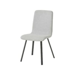 Chaise De Salle à Manger Avec Assise En Tissu De Couleur Gris Clair Et Base En Métal Noir