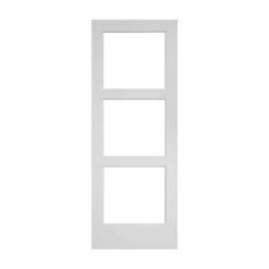 METRIE Porte Française De Style Shaker à 3 Verres Clairs Avec Apprêt Blanc, 30'' X 80''