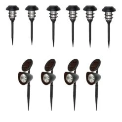 Ensemble De Lampes Solaires Et De Projecteurs Pour Allé, Noir (10 Pièces)
