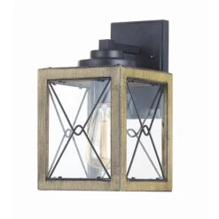 Luminaire Extérieur Mural à 1 Lumière De La Collection Belmont, Noir Et Or