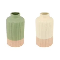 Vase à Col En Porcelaine Striée, 7,9' (choix Entre 2 Modèles)