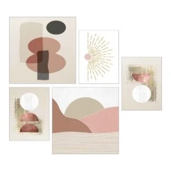 Ensemble De Cadres Avec Illustrations Minimalistes, 5 Pièces