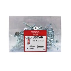 Vis à Bois à Tête Plate Plaquée Zinc, #10 x 2-1/2" (100 Unités)