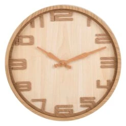 Horloge Murale Au Fin Effet De Bois Naturel Ton Sur Ton, 12"