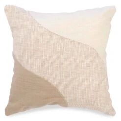 Coussin Beige à 2 Tons Avec Tissage, 17" X 17"