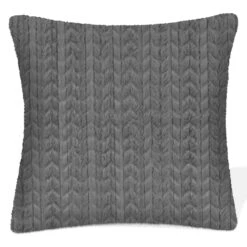 Coussin Moelleux Tricoté De 17" X 17", Gris