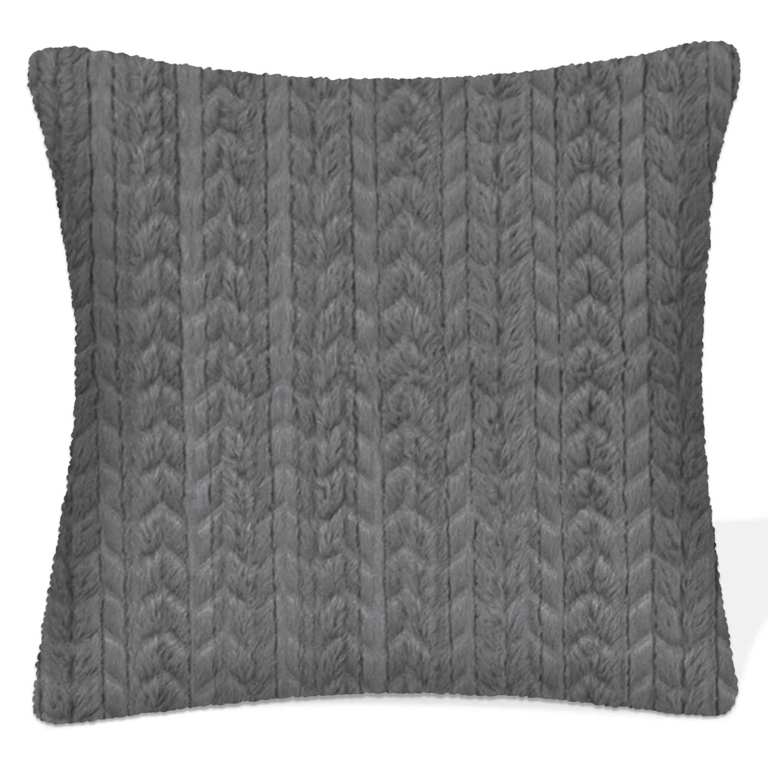 Coussin Moelleux Tricoté De 17" X 17", Gris 3 Coussin Moelleux Tricoté De 17" X 17", Gris