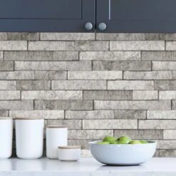 Dosseret "peler Et Coller" En Pierre Grise, 108" X 18"