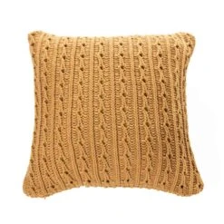 Coussin Décoratif Dalida En Tricot De 18" X 18", Moutarde