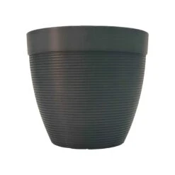 Pot Rond De Couleur Gris Ombre, 9'' X 10''