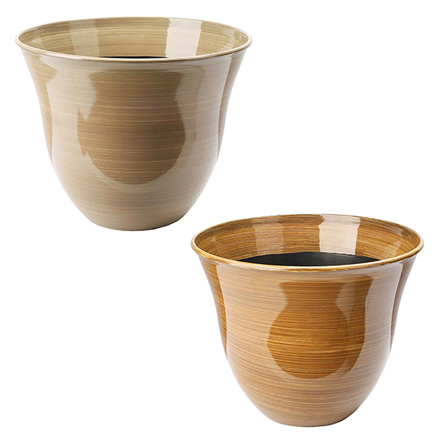 Pot Rond à Finition De Bois émaillé, 13'' X10,25'' (choix Entre 2 Couleurs) 3 Pot Rond à Finition De Bois émaillé, 13'' X10,25'' (choix Entre 2 Couleurs)