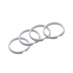 Anneau De Rideau De Douche En Plastique Blanc, Pqt/12