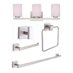 Canarm Ensemble De Luminaire Et D'accessoires De Salle De Bain JAE, Nickel Brossé