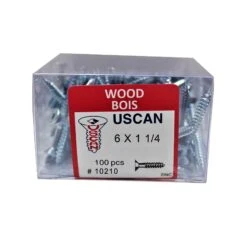 Vis à Bois à Tête Plate Plaquée Zinc, #6 x 1-1/4" (100 Unités)