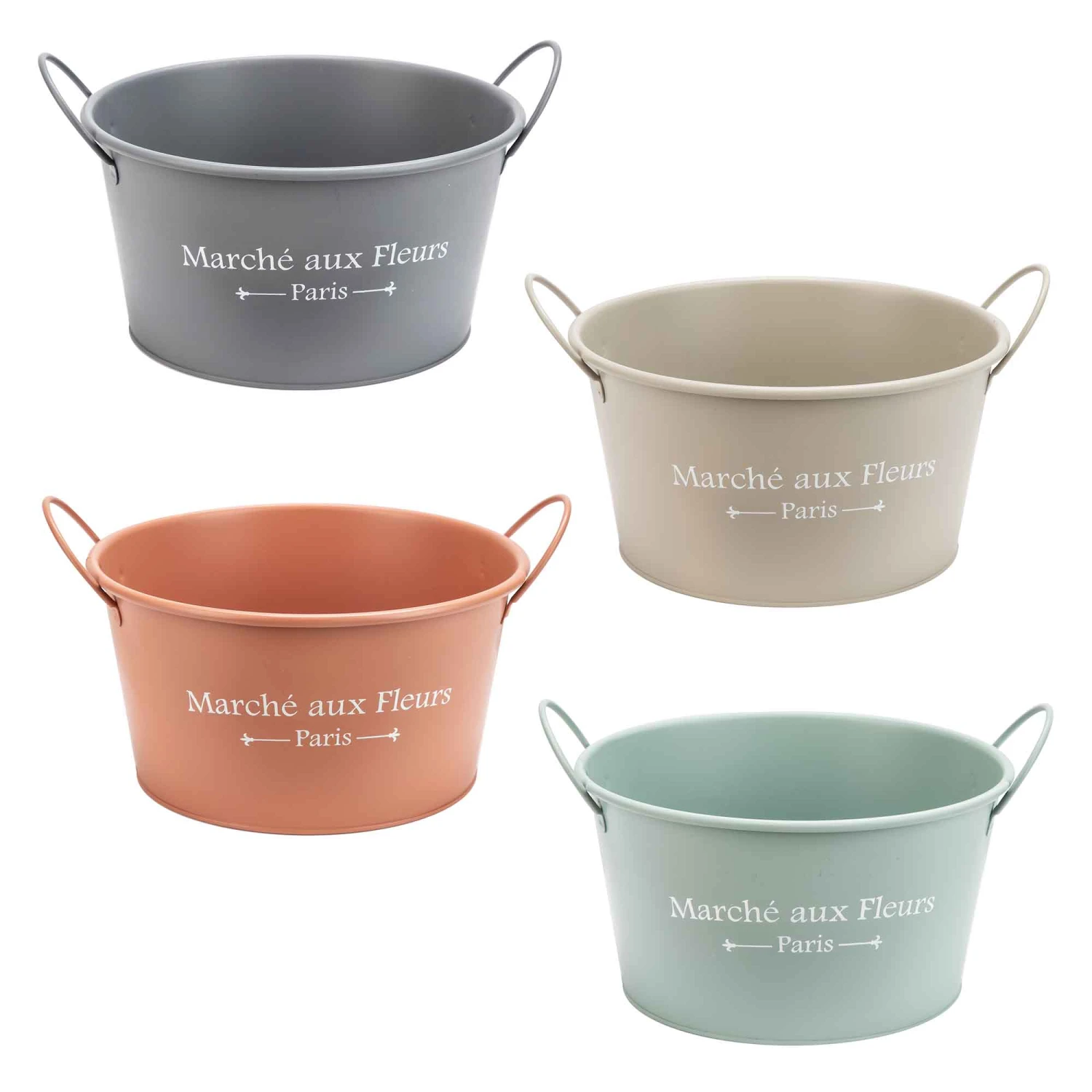 Seau Métallique Avec Poignées ''Marché Aux Fleurs, Paris'', 5,9'' (choix Entre 4 Couleurs) 3 Seau Métallique Avec Poignées ''Marché Aux Fleurs, Paris'', 5,9'' (choix Entre 4 Couleurs)