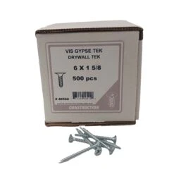 Vis Plaquée Zinc Pour Cloisons Sèches "Tek" Type S-12, #6 X 1-5/8" (500 Unités)