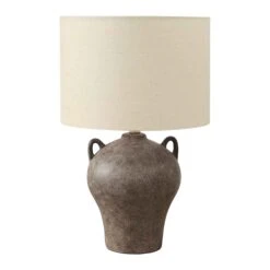 Lampe De Table En Céramique Avec Abat-jour, 22,25'' (brun Et Beige)