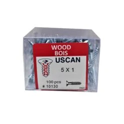 Vis à Bois à Tête Plate Plaquée Zinc, #5 X 1" (100 Unités)