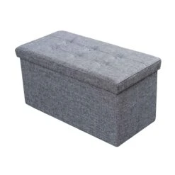 Pouf Pliable De 30" X 15" X 15" Avec Rangement, Gris