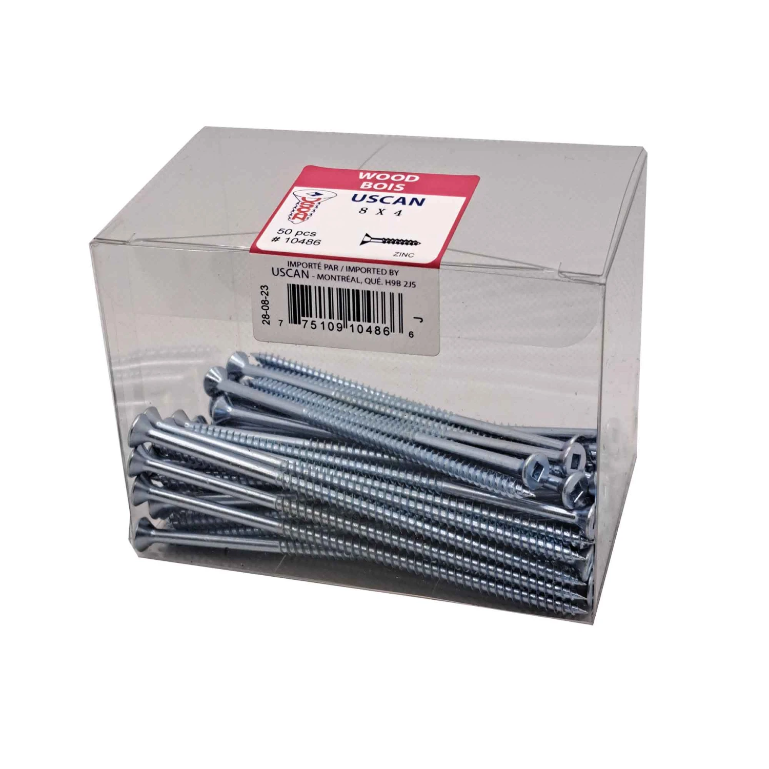 Vis à Bois à Tête Plate Plaquée Zinc, #8 X 4" (50 Unités) 3 Vis à Bois à Tête Plate Plaquée Zinc, #8 X 4" (50 Unités)