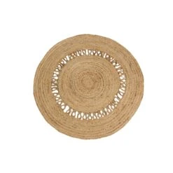 Tapis Rond De Couleur Naturel
