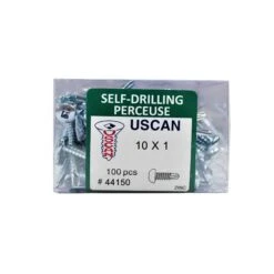 Vis Autoperceuse à Tête Ronde Plaquée Zinc "Tek" Pour Le Métal, #10-16 X 1" (100 Unités)