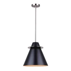 Canarm Luminaire Suspendu Talia à 1 ampoule En Noir Et Nickel Brossé, 12" X 19-1/2" à 61-1/2"