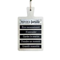 Plaque Murale "Règles De La Famille", 9,4" X 15,75"