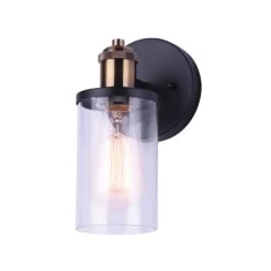 Canarm Luminaire Mural Intérieur Cecilia à 1 lumière, Noir Mat Et Or