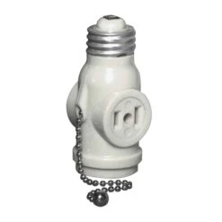 Douille D’intérieur Avec Deux Sorties De 125 V / 660 W Et Chaîne, Blanc