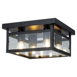 Plafonnier Décoratif Noir Panama à 4 Lumières, 11,8" X 5,9"