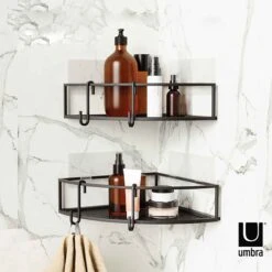 Umbra Étagère En Coin Multi-usage Et Adhésive Cubiko, Noir (2 Unités)